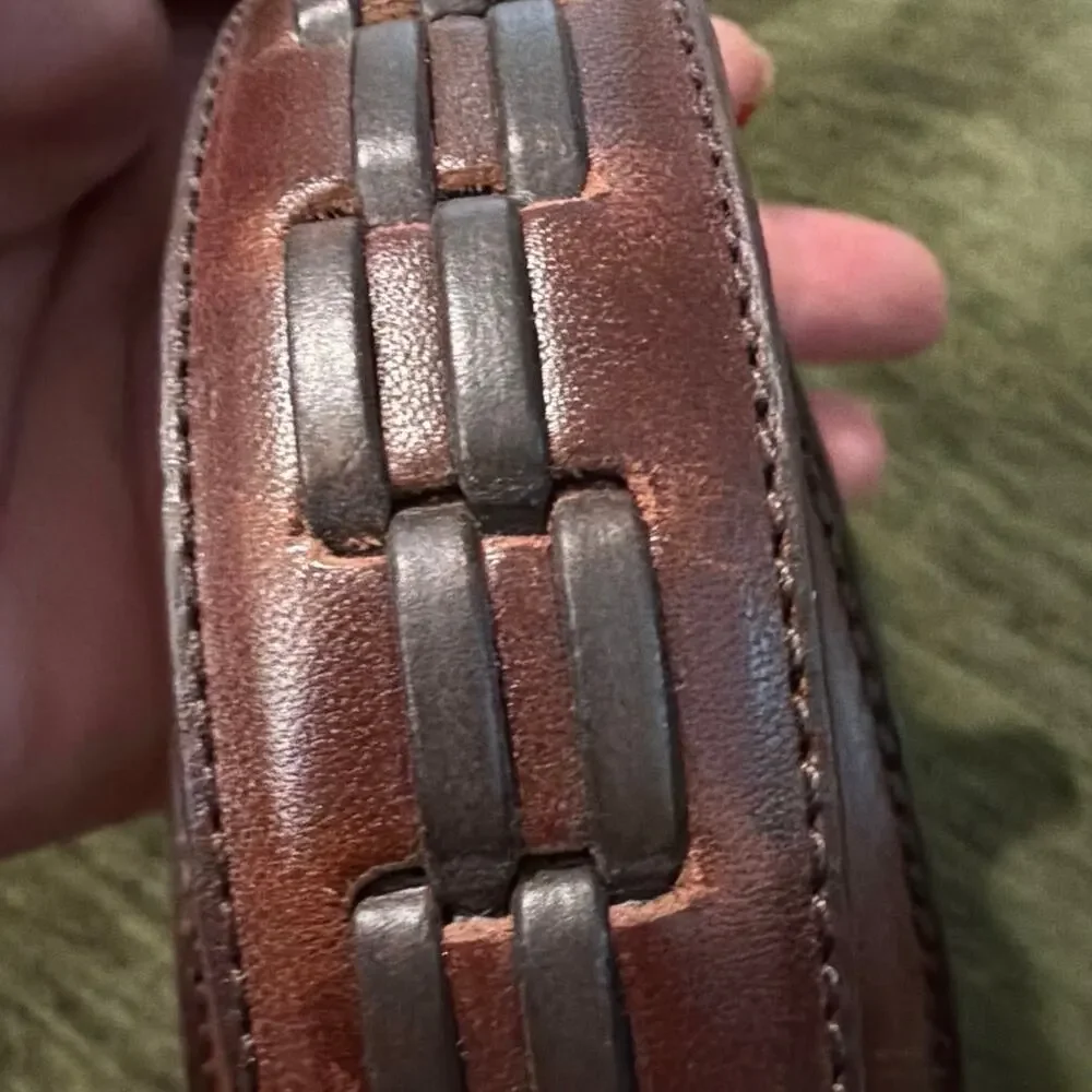 Men's Brown Leather Adjustable Belt brown and black size 42